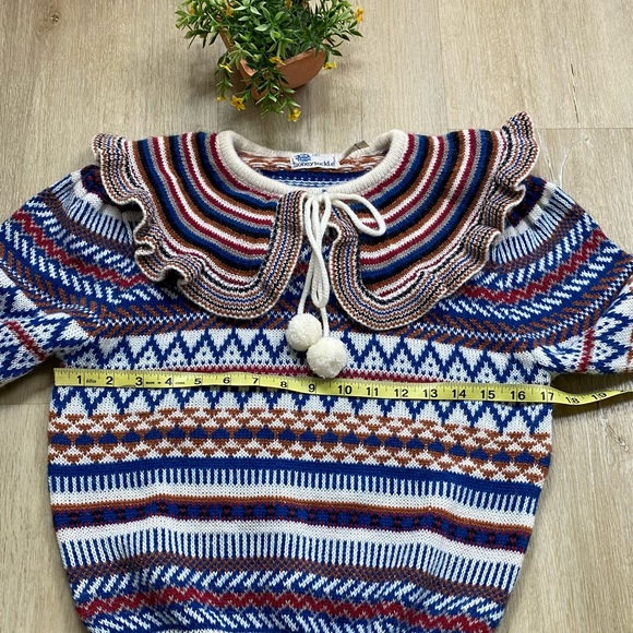 Vintage 70's Patterned Collared Sweater - Picture 7 of 9